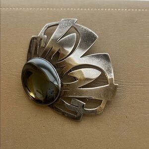 Sterling Silver brooch with black stone